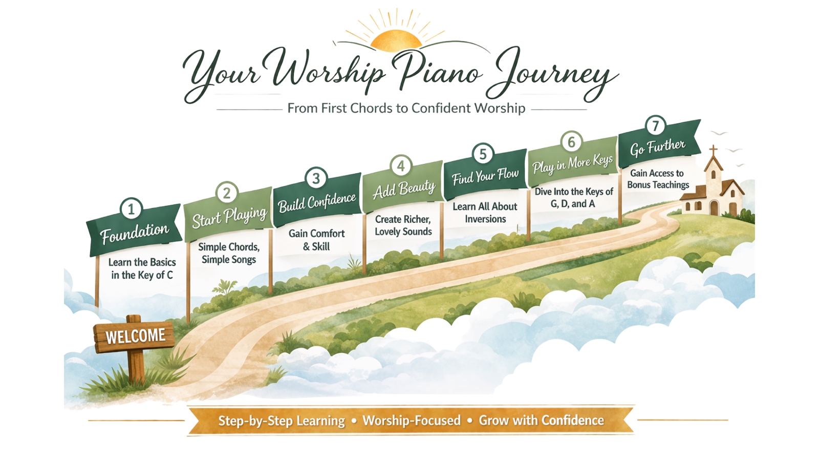 Your Worship Piano Journey — From First Chords to Confident Worship